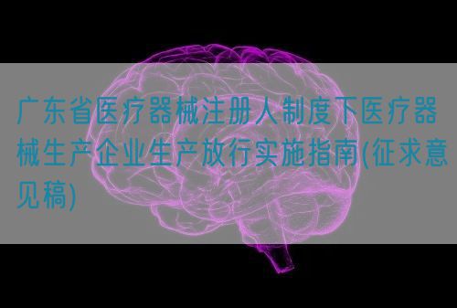 廣東省醫療器械注冊人制度下醫療器械生產企業生產放行實施指南(征求意見稿)(圖1)